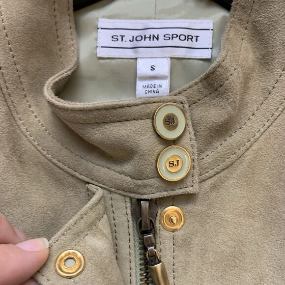 St. John Sport Womens Small Goat Suede Vest Tan EUC - Picture 7 of 12